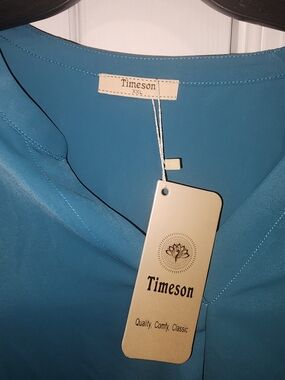Timeson Women's Teal V-Neck Blouse